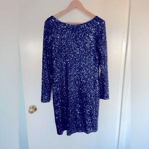 Ralph Lauren navy long sleeve sequin dress size 8.